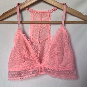 Victoria’s Secret Lace Bralette, Racerback, Front Closeure, Pink, Large